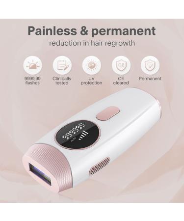 At-Home Permanent Laser Hair Removal Device | 999,999 Flashes | Painless Removal for Women and Men | Suitable for Armpits, Back, Legs, Arms, Face, and Bikini Line - White - Buy Online on GoSupps.com