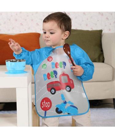 Vicloon 4Pcs Baby Waterproof Long Sleeve Bibs | Infant Toddler Feeding Apron | Unisex Weaning Bib | 6M-3Y | Blue/Green/Yellow/Orange - Buy Online on GoSupps.com