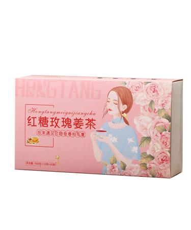 LIZEALUCKY 500g Brown Sugar Ginger Jujube Tea with Brown Sugar Cube Shredded Ginger Jujube Wolfberry Longan Red Rose No Added 20 Counts for Women