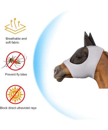 Horse Mask Fly Mask Horse Mesh Fly Mask Breathable Elastic Horse Face Mask with Ears Riding Equestrian Equipment (Grey) - Buy Online on GoSupps.com