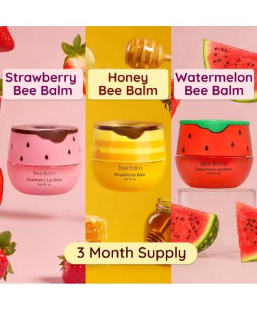 Buy 3 Pieces BeeBalm Lip Balm - Watermelon Strawberry & Honey | Hydrating Lip Care & Moisturizer for Dry Lips - Buy Online on GoSupps.com