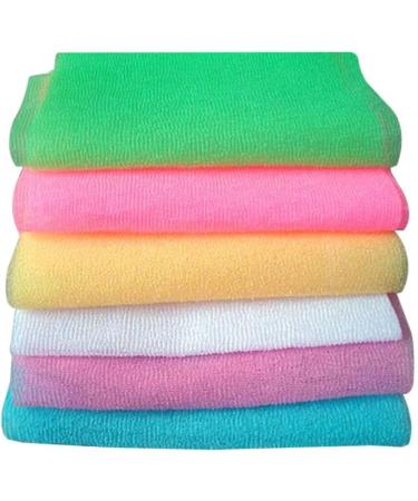 6pcs Exfoliating Bath Wash Towel Set - Back Scrubber Loofah Towel for Body (Mixed Pattern) - Buy Online on GoSupps.com