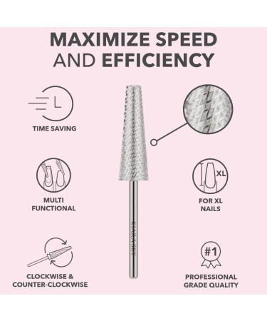 Kiara Sky 5 in 1 XL Nail Drill Bit | 3/32"" Carbide Extra Long Multi-use Bit | 2-way Rotate Left and Right Handed | Manicure Pedicure Fast Acrylic + Gel Removal Fills Trim Length - (Coarse Silver) XL 5-in-1 Coarse Drill Bit Non Coated - Buy Online on GoSupps.com