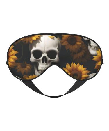 Sunflower Halloween Skull Sleep Mask-Adjustable Breathable Fashionable Eye Mask for A Comfortable Sleep Experience