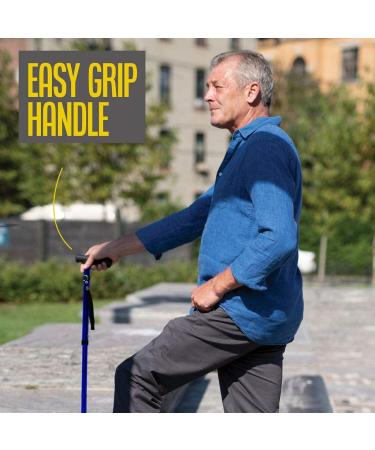 Adjustable Lightweight Walking Cane for Men and Women - Self Standing, Folding Design with Special Balancing, 10 Height Options - Blue - Buy Online on GoSupps.com