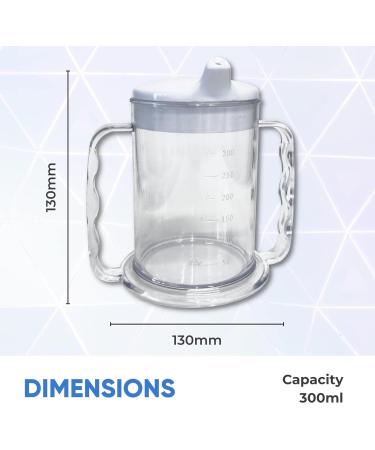 Buy Wide Floor Two Handle Drinking Cups with Lids - 6 Pieces | Ideal Adult Drinking Aid for Dementia & Arthritis | Easy Grip Mugs - Buy Online on GoSupps.com