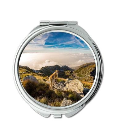 YENDOSTEEN Mirror Compact Mirror Dog Mountain Mombarone Clouds Landscape Andrate pocket mirror portable mirror