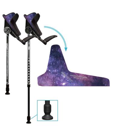 smartCRUTCH Ergonomic Custom Forearm Crutches for Adults, Multiple Colors, Adjustable Forearm Rotates 15-90 Degrees - Heights 4'11" to 6'7" - 250 lbs Galaxy