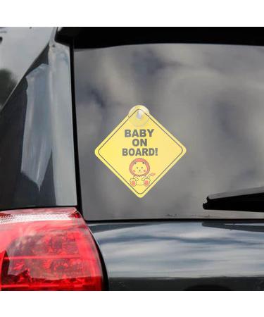 4 Pcs Baby On Board Sign with Suction Cups - Kids Driving Safety Warning - Bright Yellow 5x5 - Buy Online on GoSupps.com