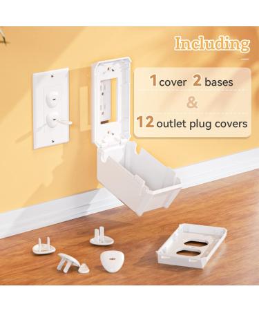 SAFELON (1+12) Pcs Baby Proof Electrical Outlet Box & Outlet Plug Cover for Baby Safety(White) - Buy Online on GoSupps.com