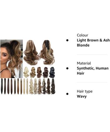 Curly Wavy Clip-in Ponytail Hair Extension - 12 Light Brown & Ash Blonde - Women's Fashion Hairpiece - Buy Online on GoSupps.com