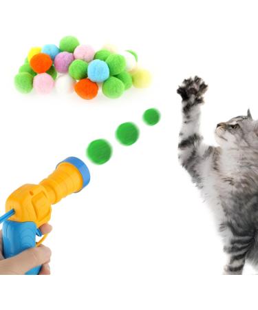Buy Wllhyf Interactive Cat Toy Ball Launcher - Plush Shooter with 50 Pom Pom Balls for Training & Play - Perfect for Cats - Yellow - Buy Online on GoSupps.com