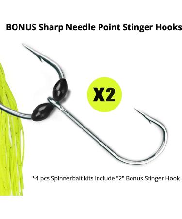 MadBite Spinnerbait Fishing Lures 4pc Multi-Color Kits with Stinger Hooks in Storage Box - 3/8oz Double Willow & Colorado/Willow Blades - Buy Online on GoSupps.com