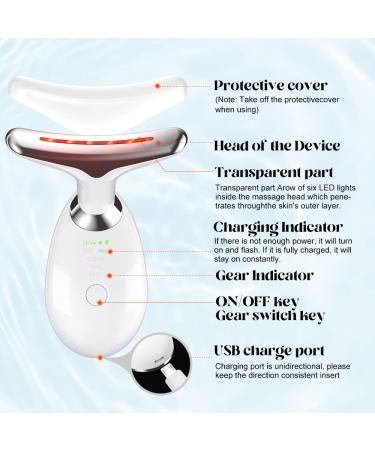 Firming Wrinkle Removal Device | Facial Massager for Neck, Face & Double Chin | LED Heat Modes for Skin Tightening | White - Buy Online on GoSupps.com