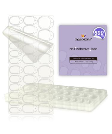 TOROKOM 300P Nail Adhesive - TOROKOM Transparent Double Sided Nail Jelly Gel Tape for Nail Art Manicure Easy to Apply and Remove (Nail-600PCS)
