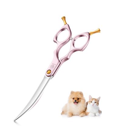 Purple Dragon 6 inch dog cups bent for dogs and cat grooming scissors with ultra -light space Aluminum handle jp 440c steel professional fur shear dogs for dog hairdressers and beginners pink 6 " - Buy Online on GoSupps.com