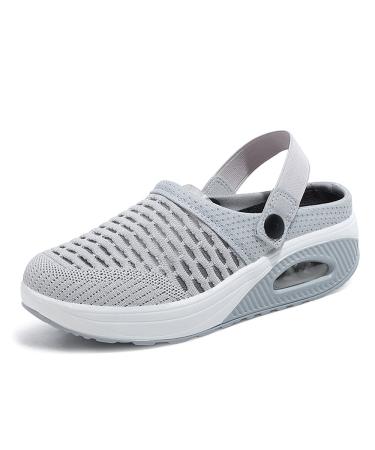 Stratuxx Kaze Women Diabetic Walking Air Cushion Slip-On Orthopedic Sandals Diabetic Walking Shoes 8 U Grey