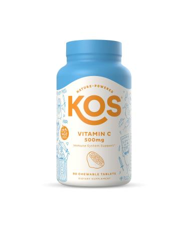 KOS Vitamin C Orange Flavor 500 mg 90 Chewable Tablets