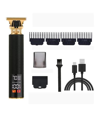 Razors Electric Barber T9 Upgraded LCD Rechargeable Retro Oil Head Carving Electric(LCD Black)