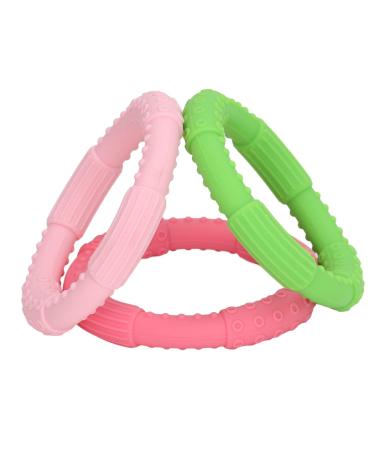 3pcs Baby Teething Bracelet Bright Color Infant Gum Relief Soft Silicone Teething Ring Toy for Baby Toddlers (2)