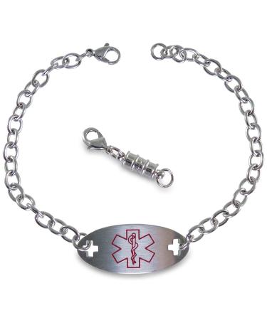 Type 2 Diabetes Women's Medical Alert ID Identification Bracelet + Optional Clasp