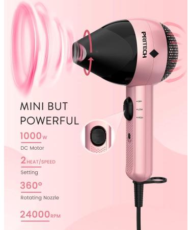 Dual Voltage Travel Hair Dryer - Lightweight Compact 1000W Blow Dryer with European Plug - Perfect for Women & Kids International Travel - Buy Online on GoSupps.com