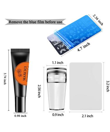 Nail Stamp Plate Gel Set - 22 pcs: Stamping Plates, Polishes, Stamper, Scaper, Templates - Flowers, Animals, Holidays, Summer, Lace Designs - Buy Online on GoSupps.com