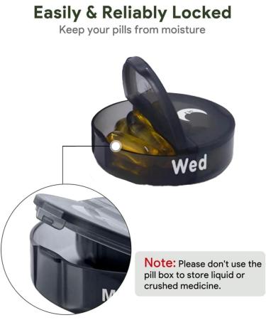 Weekly Pill Organizer - 2x Daily Dose 7-Day Travel Case Moisture Resistant 14 Compartments for Pills Vitamins and Supplements - Black - Buy Online on GoSupps.com