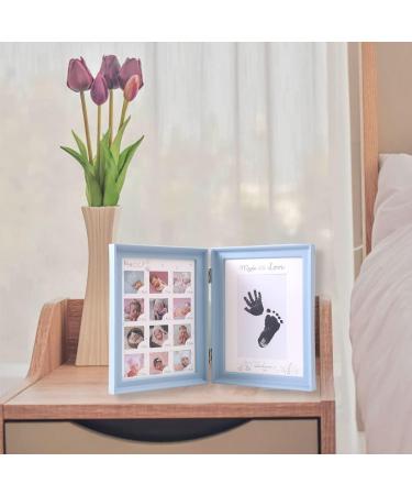 Mikytoper Baby Hand and Footprint Kit - Anniversary Growth Record Baby Gift with Reusable Ink Cartridge Photo Frame - Foldable Blue - Buy Online on GoSupps.com