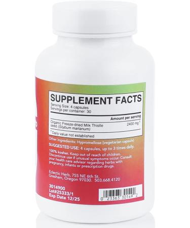 Eclectic Institute Raw Freeze-Dried Non-GMO Milk Thistle 120 CT - Liver Support with Silymarin for Detox & Cleanse - Buy Online on GoSupps.com