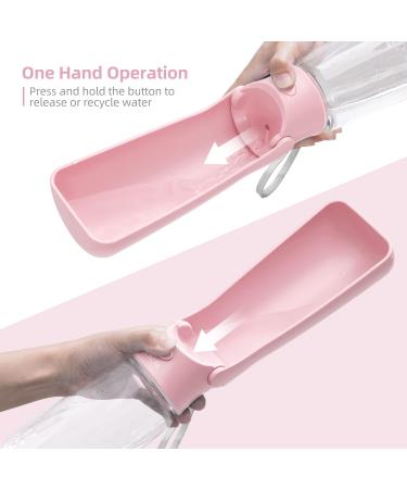 Portable Dog Drinking Bottle - 19oz Foldable Pet Water Bottle for Small Medium & Large Dogs - Pink Travel Water Bowl Gadget - Buy Online on GoSupps.com