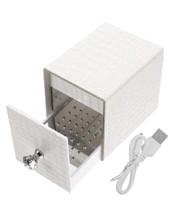 minkissy Usb Container Displayer Drill Salon Polishing Storage Case Heads Tools with Drills Organizers Light Tool Cleanser for Bits Bit Manicure Organizer Holder Blue White 12x8.5cm White