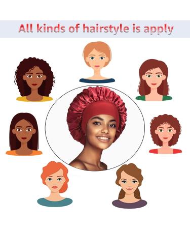 AliLeader Silk Bonnet for Sleeping 2Pcs - Colorful Satin Sleep Cap for Curly Hair - Black/Wine - Buy Online on GoSupps.com