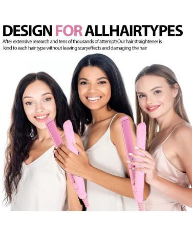 Small Curling Iron for Short Hair | 2 in 1 Mini Hair Straightener & Curler | Tourmaline Ceramic | Pink - Buy Online on GoSupps.com
