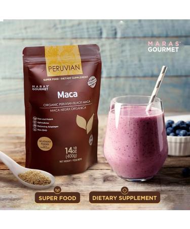 MARAS Organic | Peruvian Black Maca | Gelatinized Root Powder Certified Kosher Superfood for Energy Vitality & Immunity | High in Natural Vitamins & Minerals | 7oz (200g) - Buy Online on GoSupps.com