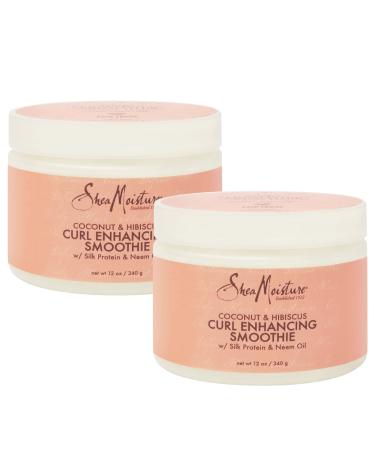 Shea Moisture Curly Hair Products  Coconut & Hibiscus Curl Enhancing Smoothie with Shea Butter  Sulfate Free  Paraben Free Hair Cream for Anti-Frizz  Moisture & Shine  12 Fl Oz