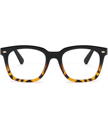 FEISEDY Blue Light Blocking Reading Glasses - Oversized Square Design for Men & Women B4096 Black & Leopard 1.5x Magnification - Buy Online on GoSupps.com