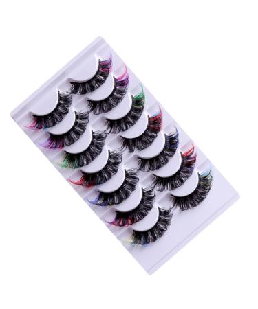 minkissy 7 Pairs Fake Eyelashes False Lashes Curl Lash Extensions Individual Lashes False Eyelashes Makeup Eyelashes Lash Clusters with Color Fake Lashes Make up Extend Chemical Fiber