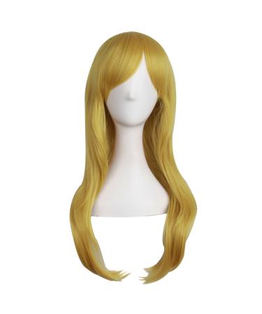 MapofBeauty 28" 70cm Long Curly Hair Ends Costume Cosplay Wig (Gold/Yellow)