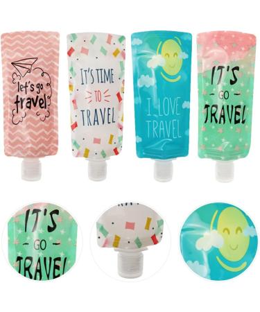 Lurrose 4-Pack Refillable Squeeze Pouch - Travel Size 100ml Cosmetic Containers for Shampoo & Shower Gel - Ideal for International Shipping - Buy Online on GoSupps.com