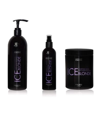 Ice blond acidic anti-yellowstitch silver hair care set: consists of 1 x 1 liter hair mask + 1 x 1 liter shampoo + 1 x 250 ml spray