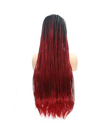 Drag Queen Afro Box Braided Wigs - Ombre Red Lace Front for Women | Cosplay & Party - Buy Online on GoSupps.com