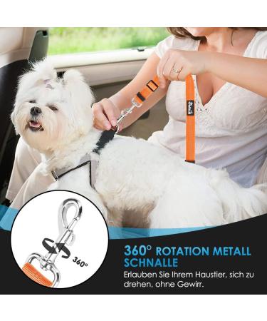 Slowton 2-in-1 Dog Car Belt | Adjustable Headrest Retention Bucket & Reflective Rubber Band | Universal Buckle - B.Orange (2PCs) - Buy Online on GoSupps.com