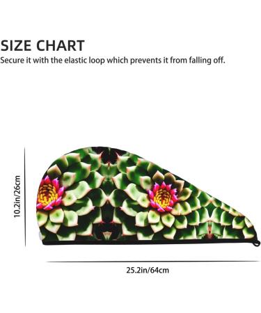 Blooming Cactus Flower Coral Velvet Dry Hair Cap with Buttons - Anti Frizz for Curly Long & Thick Hair - Black - Buy Online on GoSupps.com