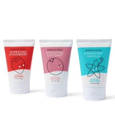 Dabble & Dollop Layering Lotion Set - Hydrating Kids' Lotions in Strawberry Coconut & Vanilla | All-Natural USA Made Vegan & Cruelty-Free - Buy Online on GoSupps.com