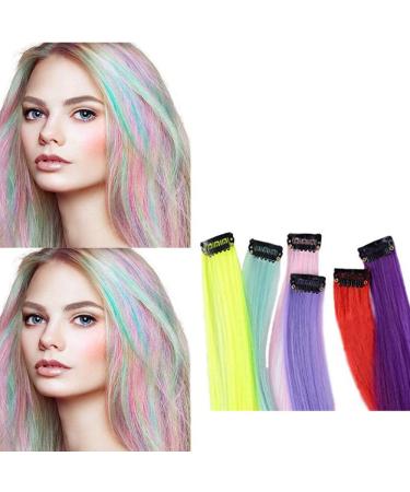 12 Pieces Colored Hair Extensions Clips - Colorful Straight Hairpieces for Girls & Women | Party Highlight Wigs - Buy Online on GoSupps.com
