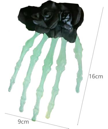 XNHIU Halloween Luminous Skull Rose Hairpin Ladies Gothic Black Rose Hand Bone Vampire Dress Up Scary Women's Hair Clips Masquerade Holiday Party Hair Accessories - Buy Online on GoSupps.com