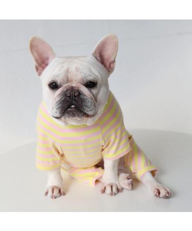 BT BEAR Colorful Dog Pajamas - Soft Cotton Striped Overall Costume for Small Dogs & Puppies (S) - Yellow & Pink - Buy Online on GoSupps.com