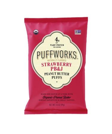 Puffworks Strawberry PB&J Organic Peanut Butter Puffs, Plant-Based Protein Snack, Gluten-Free, Vegan, Kosher, 3.5 Ounce (Pack of 6) Strawberry PB&J 3.5 Ounce (pack of 6)
