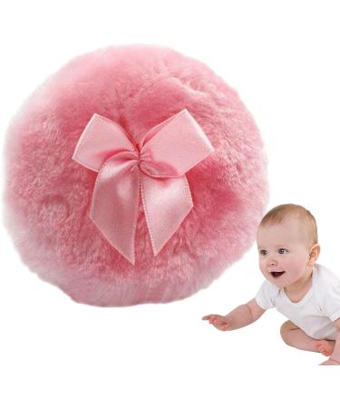 Furry Powder Puff Ultra Soft Round Makeup Powder Puff with Ribbon Bow | Body Powder Applicator for Baby Kid Adult Dry Makeup Tool for Applying Powders Pink - Buy Online on GoSupps.com